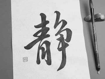 kaligrafia japońskiego znaku Sei czyli Spokój